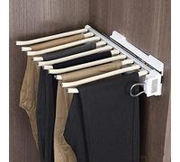 Porte-pantalons coulissant peu encombrant - Barre de rangement extensible avec bras de 10/11/22 pouces, rails d'amortissement à double rangée, cintre à montage latéral/supérieur pour le rang