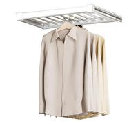 Porte-pantalons extractible - Organiseur de pantalons peu encombrant avec système de rails et housse décorative - Idéal pour le rangement de placard