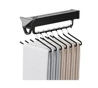 Porte-pantalons rétractable - Capacité de 30 kg, Hanr extractible en alliage d'aluminium, nizer à vêtements peu encombrant, design monté sur le dessus - Noir, 56 cm