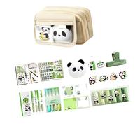 Porte-papier à lettre multifonction panda chinois 9 poches en toile avec fermeture éclair, sac de rangement avec plusieurs compartiments