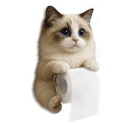 Porte-papier toilette en forme de chat 3D amusant, joli support mural décoratif pour papier toilette, rangement mural pour salle de bain, cuisine, cadeau unique pour amoureux des chats (F)