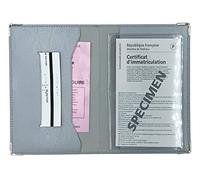 Porte Papier DE Voiture Fabrication Francaise + Etui Carte Grise Transparente 3 VOLET Simili Cuir Renfort Metal AUX Angles Etui PERMIS Conduire (Gris Argent)