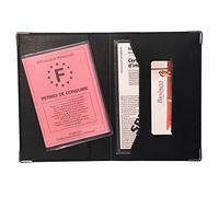 Porte Papier DE Voiture Fabrication Francaise + Porte Carte Grise Transparente 3 VOLET Simili Cuir Renfort Metal AUX Angles Etui PERMIS Conduire (Noir)