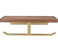 Porte-papier hygiénique avec étagère Porte-papier en alliage d'aluminium Walnut Installation facile Porte-rouleau de papier hygiénique peu encombrant pour la salle de bain Cuisine Type 2