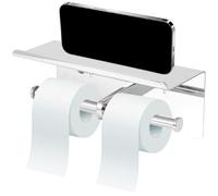 Porte-Papier hygiénique, Double Support en Acier Inoxydable Porte-Rouleau Mural Porte-Papier hygiénique avec Support de Rangement pour téléphone Toilette Salle de Bain
