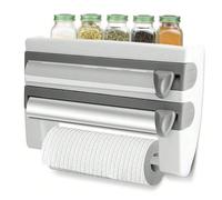 Porte-papier hygiénique, étagère à épices, porte-papier et film plastique, gris-bleu [Cutter et support de film pratiques] Ce support de rangement pour film alimentaire est très pratique pour la cuisi