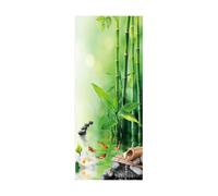Porte Papier peint 3D Poisson rouge en bambou L77 x H200cm Porte Stickers Auto-adhésif pour porte intérieure bureau chambre à coucher salon salle de bain