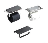 Porte-papier toilette autocollant avec étagère supplémentaire et options de montage mural en acier inoxydable résistant à la rouille (blanc)