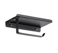 Porte-papier toilette autocollant avec étagère supplémentaire et options de montage mural en acier inoxydable résistant à la rouille (noir)