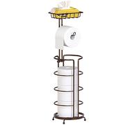 Porte-Papier Toilette autoportant, sans Perçage Porte Papier Toilette en métal pour Salle de Bain, pour 5 Rouleaux de Papier Toilette avec étagère, Bronze