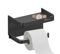 Porte Papier Toilette avec Etagère, Support Papier Toilette Mural Adhésif, Derouleur Papier Toilette WC en Plastique pour Salle de Bain et Cuisines