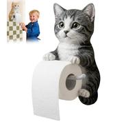 Porte Papier Toilette Chat,Porte-rouleuse Drôle,dévidoir Papier Toilette,Porte Papier Toilette Mural en Forme De Chat,Portes Rouleau Papier Toilette Créatif Forme Chaton, pour Décor Salle Bain-C