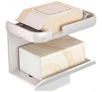 Porte-papier toilette double couche sans perçage en aluminium spatial avec base antidérapante et esthétique minimaliste moderne pour l'organisation de la salle de bain (blanc)