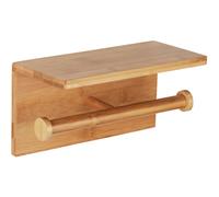 Porte Papier Toilette Duo En Bois Avec Support Mobile Bambusa Wenko Double Dérouleur Papier, Installation Sans Perçage, Bambou Fsc, 25 X 13 X 12 Cm, Bois