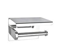 Porte-papier toilette en acier inoxydable 304 - Design horizontal poli miroir - Support mural avec étagère pour téléphone portable et accessoires de salle de bain modernes