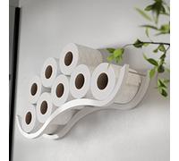 Porte-Papier Toilette en Bois pour Papier Toilette - Vague (Blanc)