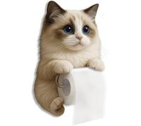 Porte-Papier Toilette en Forme de Chat 3D Amusant, Mignon et décoratif, Support Mural pour Papier Toilette, Rangement Mural pour Salle de Bain, Cuisine, Cadeau Unique pour Amoureux des Chats (A)