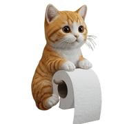 Porte-papier toilette en forme de chat 3D amusant - Support mural décoratif pour papier toilette - Pour salle de bain et cuisine - Cadeau unique pour amoureux des chats (C)