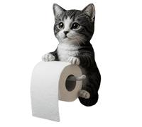 Porte-papier toilette en forme de chat 3D amusant - Support mural décoratif pour papier toilette - Rangement mural pour salle de bain et cuisine - Cadeau unique pour amoureux des chats (B)