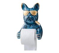 Porte-papier toilette en forme de chien pour décoration de salle de bain - Bleu