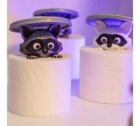 Porte-papier toilette en forme de raton laveur 3D - Ensemble de salle de bain amusant autoportant, porte-papier hygiénique en forme de poubelle mignon, porte-rouleau de papier toilette imprimé en 3D, 