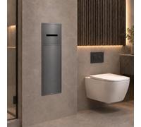 Porte Papier Toilette Encastrable, Armoire de Salle de Bain avec Rangement | Distributeur de papier WC, niche murale avec étagère, porte à pression et rangement caché pour brosse