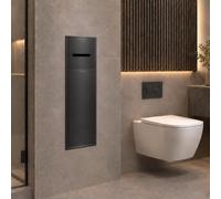 Porte Papier Toilette Encastrable, Armoire de Salle de Bain avec Rangement | Distributeur de papier WC, niche murale avec étagère, porte à pression et rangement caché pour brosse
