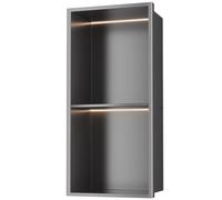 Porte Papier Toilette Encastrable avec Lampe LED Étagère Murale Rangement Salle de Bain Cuisine Salon Chambre Hôtel