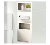 Porte-papier toilette encastré en acier inoxydable pour salle de bain, cuisine, salon, chambre à coucher, hôtel (blanc, 28 x 70 x 13,5 cm)