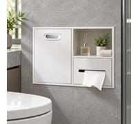 Porte papier toilette encastré, niche inox 304 avec poubelle intégrée | Module 3-en-1 avec distributeur, bac amovible et étagère ouverte pour organiser la salle de bain