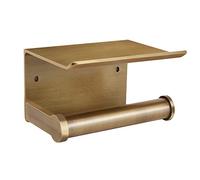 Porte-Papier Toilette Mural Bronze Antique avec étagère - sans perçage (Fixation adhésif 3M) ou vissable - Aluminium Robuste - Distributeur pour lingettes, téléphone - Rangement Salle de Bain Moderne