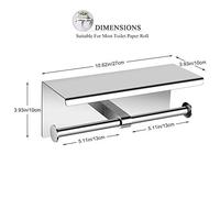 Porte-papier toilette mural double en acier inoxydable avec étagère - Distributeur de rouleau de papier toilette moderne pour salle de bain pour un accès facile, parfait pour un usage domestique et