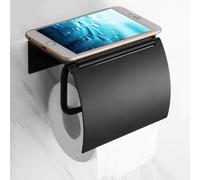 Porte-papier toilette mural noir mat avec tablette pour t l phone, porte-papier toilette moderne et universel, compatible avec les rouleaux de pa