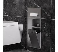 Porte-papier toilette mural peu encombrant avec poubelle intégrée et rangement caché - Élégant nizer de salle de bain pour rouleaux de papier toilette et accessoires