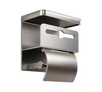 Porte-papier toilette mural sans perçage avec étagère de rangement pour | Support mural de toilette avec étagère pour téléphone, organisateur en aluminium à ventouse sous vide pour miroirs de bain