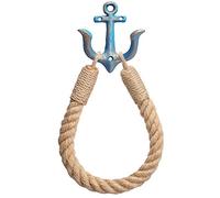 Porte-papier toilette nautique industriel rustique mural avec anneau en métal pour décoration de salle de bain (bleu)