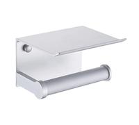 Porte-Papier Toilette, Porte-Papier Hygiénique Mural avec étagère de Rangement, Auto-Adhésif 3M, Aluminium (Argent)
