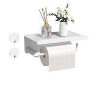 Porte Papier Toilette: Porte Papier Toilette Mural Acier Inoxydable Auto-Adhésif sans Perçage avec Étagères Support Papier Toilette avec Porte Rouleau WC pour Salle de Bain et Cuisine (Blanc)