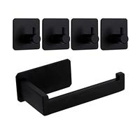 Porte-papier toilette, sans perçage, autocollant, 1 porte-rouleau de papier toilette + 4 crochets porte-serviettes en acier inoxydable, convient pour salle de bain et cuisine