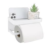 Porte-papier toilette sans perçage - Avec étagère autocollante - Support mural avec couvercle - Avec colle - Pour salle de bain