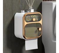 Porte-papier toilette, support mural, distributeur de papier toilette, grande capacité avec tiroir, design autocollant étanche et étagères de rangement