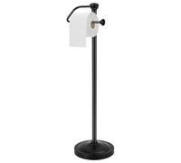Porte Papier Toilette, Support Papier Toilette avec Base Lestée et Stable, Grande Capacité Porte Papier Toilette sur Pied Noir avec Réserve, Porte Rouleau Papier Toilette Montage sans Outils