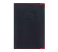 Porte-papiers voiture 2 volets Color Pop - Carte grise, permis, mémo véhicule - PVC noir coutures & coins Rouge - 15,2×10,4 cm