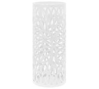 Porte-Parapluie avec Design de Feuilles & Drip Amovible Acier Blanc Blanc