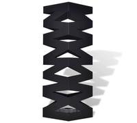 Porte-parapluie carré 48,5 cm Acier Noir avec bac d'égouttement | Acier enduit de poudre durable, bac d'égouttement en plastique amovible, résistant à la corrosion, stable