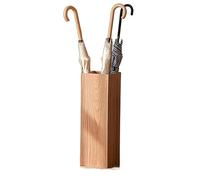 Porte-parapluie en bois avec support de canne autonome pour entrée, maison, bureau, gris clair