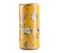 Porte-Parapluie En Céramique Jaune 44cm Haut Multifonctionnel Vintage Peint Porcelaine Floor Standing Cane Stand Handmade Applique Parapluie Stand for Home Hotel Office Entrance Indoor Entryway