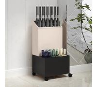 Porte-parapluie en fer forgé avec plateau d'égouttement amovible, support de rangement portable à roulettes en métal, collecteur d'entrée debout au sol