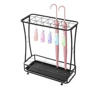 Porte-parapluie en métal 55 x 24 x 60,5 cm - Porte-parapluie avec 21 trous, 24 crochets et égouttoir amovible - Grand support de parasol commercial pour halls d'entrée, salles à manger, couloirs