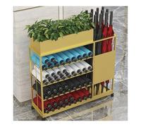 Porte-parapluie en métal avec plateau d'égouttement amovible, grande capacité pour intérieur/extérieur, design moderne avec rangement à chaussures et porte-pot